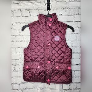 Land‎ Rover Girls Junior Quilted Puffer Burgundy Vest Size 7/8